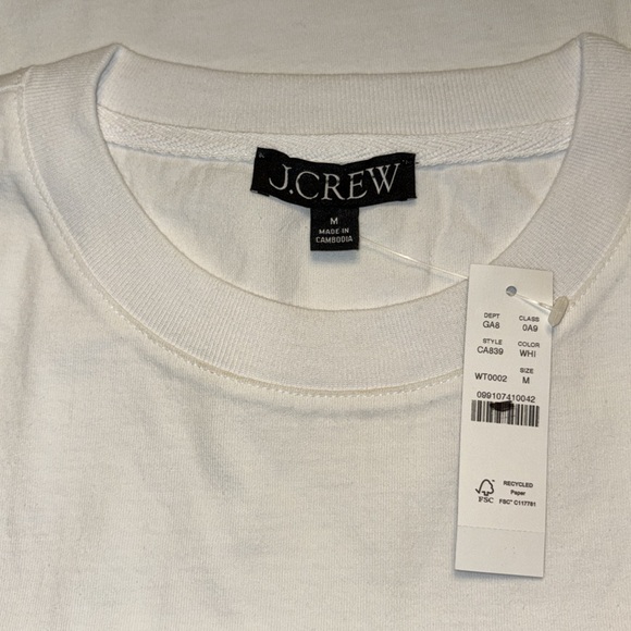 J Crew Women’s Relaxed premium-weight cropped T-shirt white Size M NWT - Picture 4 of 6